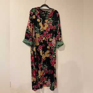 Natori floral zip caftan, size S